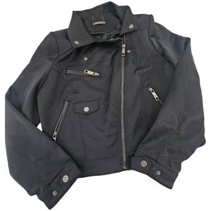 Ed Hardy Christian Audigier Women's Black Panther Moto Biker Jacket Lg Like New